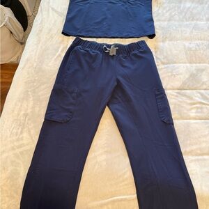 Men’s FIGs Navy Blue Cargo Scrub Top and Pants set